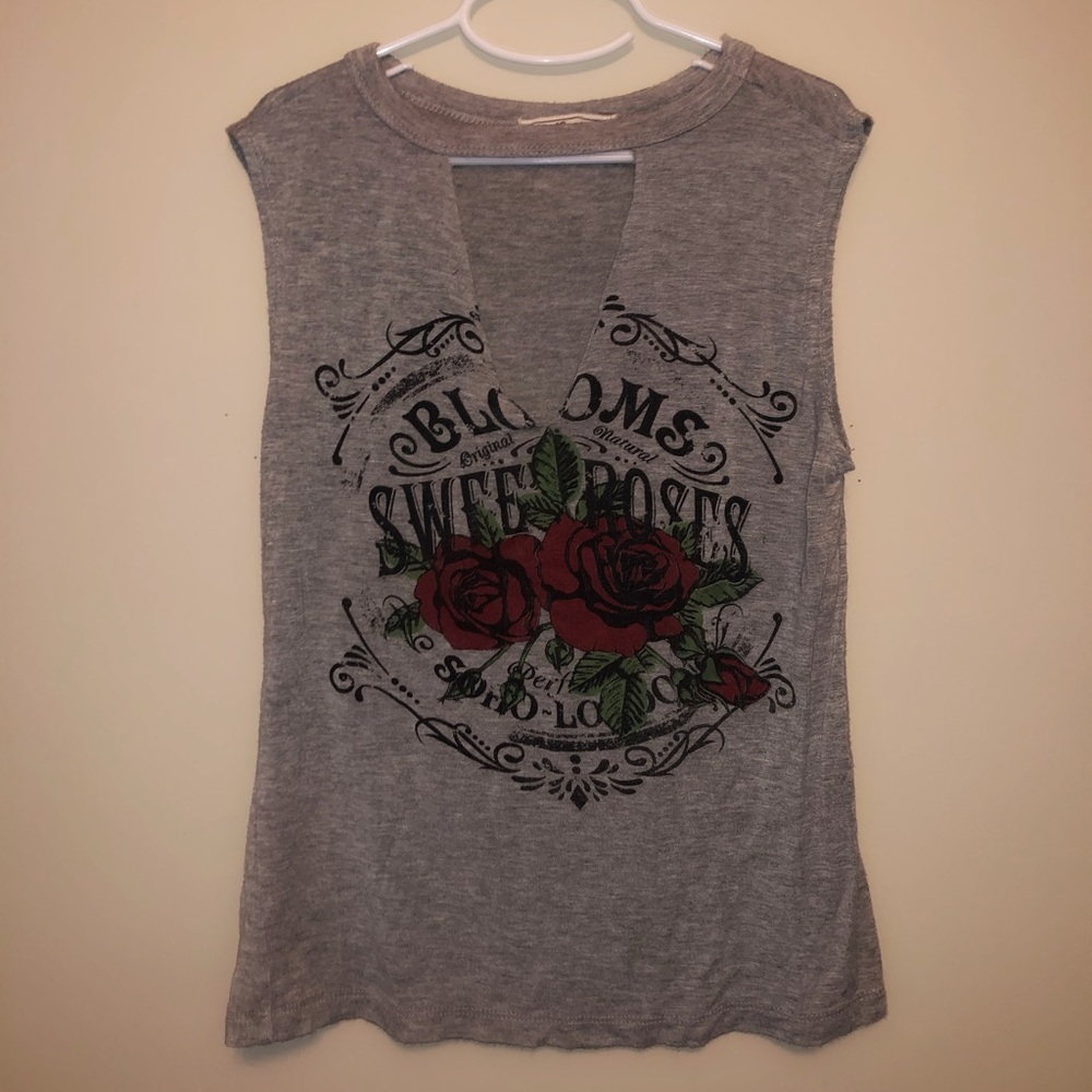 Gray Cutout Tank Top